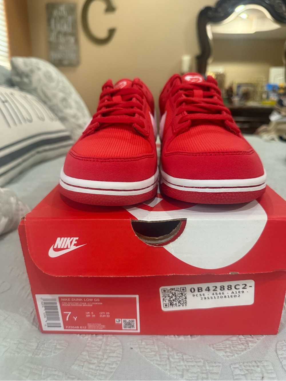 Nike Kids' Red Dunk Low GS Casual Sneakers